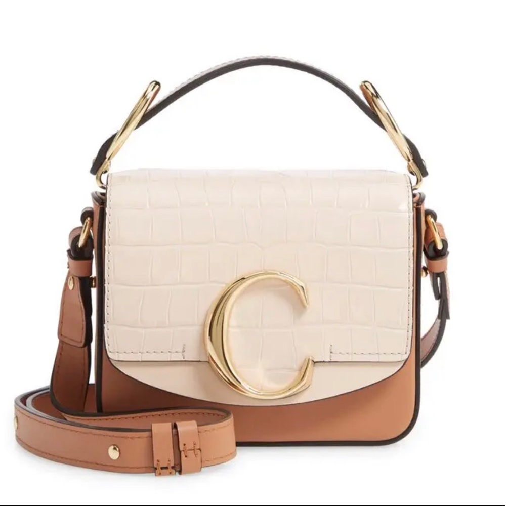 CHLOÉ Mini Tricolor Croc Embossed Shoulder Bag
